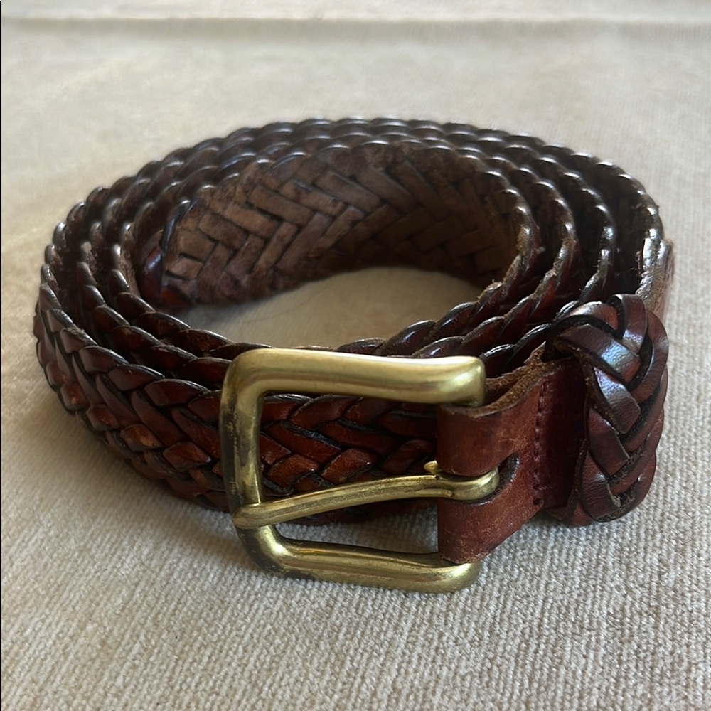 Coach Braided Leather Belt - British Tan 38” Vintage